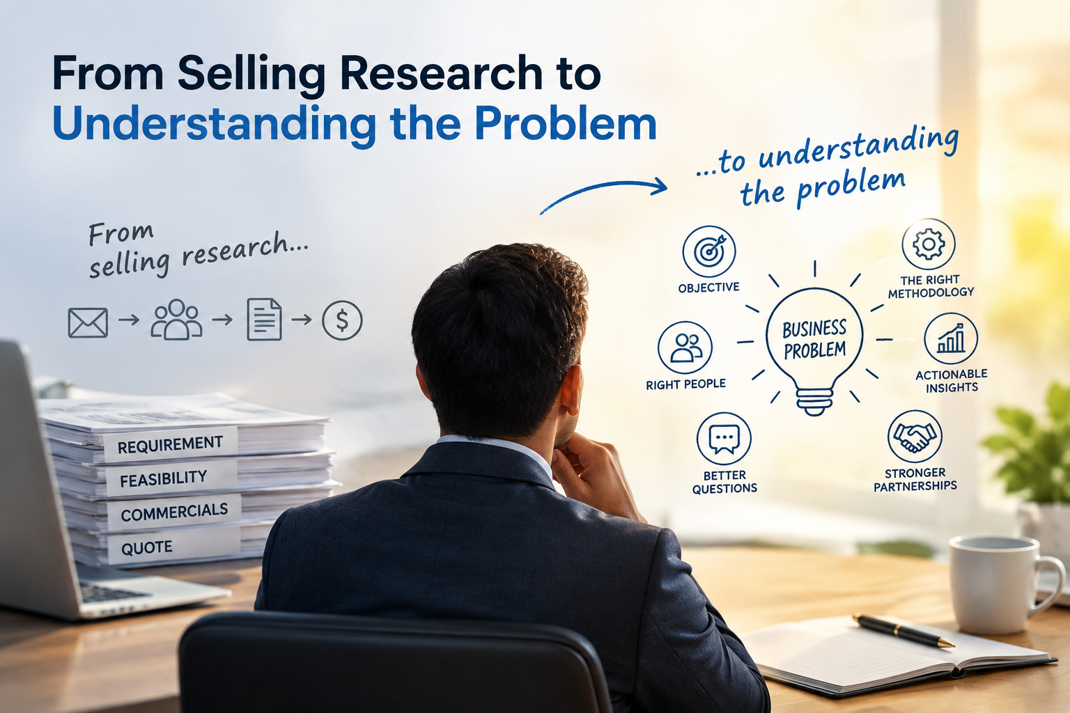 From Selling Research to Understanding the Problem