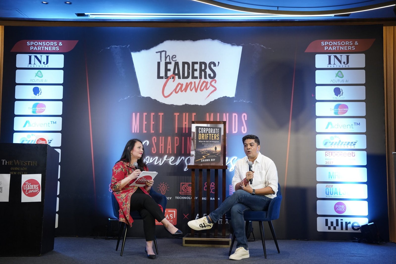 Shawn Roy discusses Corporate Drifters at The Leaders' Canvas Delhi 2026 book launch